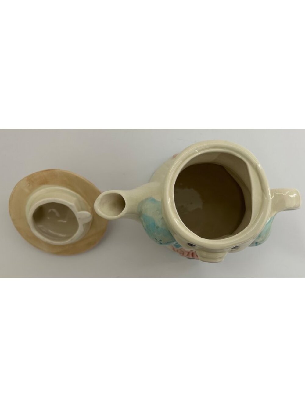 Vintage Pig Teapot Pastel Colors Floral Grannycore Cottagecore Farmhouse Kitschy - Picture 6 of 8